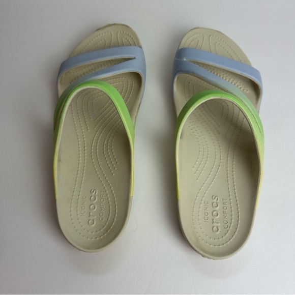 Crocs Kadee Sandals Women's size 11 Shoes Blue Green Lightweight Waterproof - Picture 4 of 11